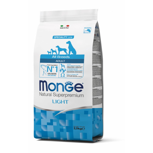 Сухий корм MONGE DOG All breeds Adult Light лосось з рисом, 2.5 кг
