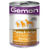 Вологий корм GEMON DOG WET Puppy & Junior шматочки з куркою та індичкою 0,415 кг