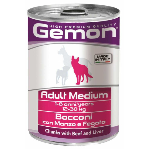 Вологий корм GEMON DOG WET Medium Adult шматочки з яловичиною і печінкою 0,415 кг