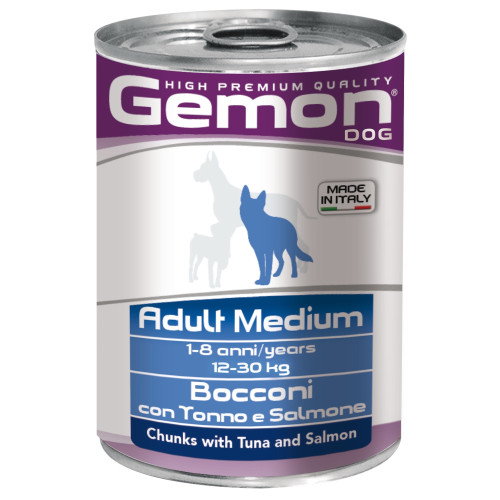 Вологий корм GEMON DOG WET Medium Adult шматочки з тунцем і лососем 0,415 кг