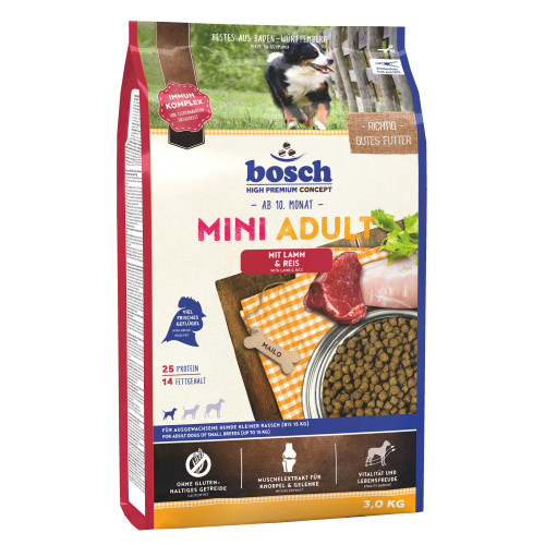 Сухий корм Bosch HPC Mini Adult з ягням і рисом, для собак, 3 кг