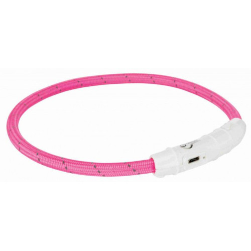 Нашийник Trixie Flash Light USB ML світиться, з відображає смугою, 45 см х 7 мм, рожевий