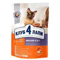 Сухий корм Клуб 4 Лапи Indoor 4 в 1 Adult Premium для дорослих кішок, які живуть в приміщенні, 900 г