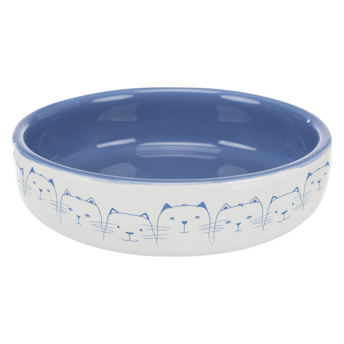 Миска Trixie для коротконосих котів, кераміка, блакитно-біла, 300 мл, 15 см