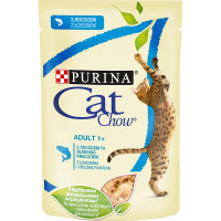 Влажный корм Purina Cat Chow Adult для кошек, с лососем и зеленой фасолью, 85 г