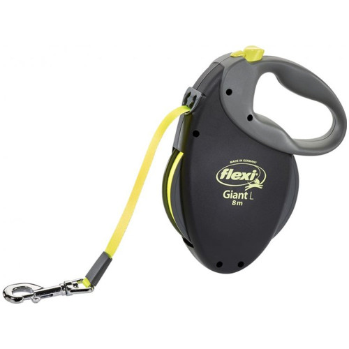 Повідець-рулетка Flexi Neon Giant XL для собак до 75 кг, 8 м, стрічка, чорна