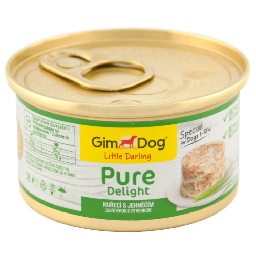 Вологий корм GimDog LD Pure Delight для карликових і малих порід собак, з куркою і ягням, 85 г