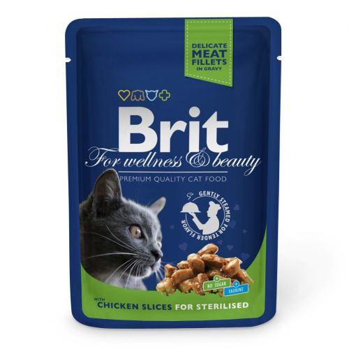 Вологий корм Brit Premium Cat pouch, для стерилізованих кішок, з куркою, 100 г