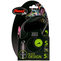 Повідець-рулетка Flexi Black Design S для собак до 12 кг, 5 м, трос, рожева Повідець-рулетка Flexi Black Design S для собак до 12 кг, 5 м, трос, рожева