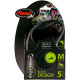 Повідець-рулетка Flexi Black Design M для собак до 20 кг, 5 м, трос, чорна