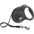 Повідець-рулетка Flexi Black Design M для собак до 25 кг, 5 м, стрічка, чорна