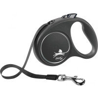 Повідець-рулетка Flexi Black Design M для собак до 25 кг, 5 м, стрічка, чорна