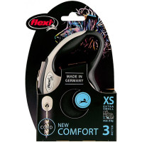 Поводок-рулетка Flexi New Comfort XS для собак до 8 кг, 3 м, трос, чёрный