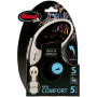Поводок-рулетка Flexi New Comfort S для собак до 15 кг, 5 м, лента, чёрный