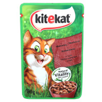 Влажный корм Kitekat для кошек, с говядиной в соусе, 100 г