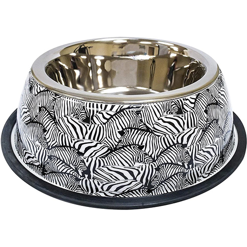 Миска Croci Animalier Zebra для собак, нержавіюча з гумовим підставою, 200 мл, 17 см