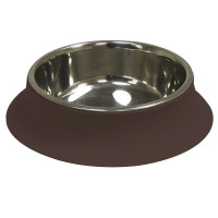Миска Croci Silicon для кошек и собак, нержавейка/силикон, коричневая, 520 мл, 14 см