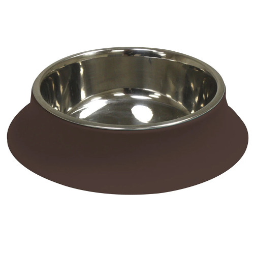 Миска Croci Silicon для котів і собак, нержавіюча / силікон, коричнева, 520 мл, 14 см