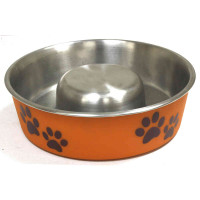 Миска Croci Roxy Slow Eating на гумці, для собак, нержавіюча, помаранчева, 550 мл, 17 см