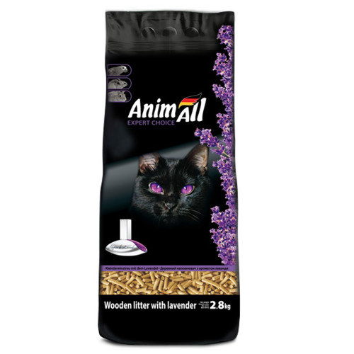 Деревний наповнювач AnimAll з ароматом лаванди, для котів, 2.8 кг