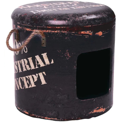 Пуф з будиночком Croci Industrial Handycraft для котів і собак, чорний, 35×35×34 см