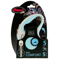 Повідець-рулетка Flexi New Comfort S для собак до 15 кг, 5 м, стрічка, блакитний Повідець-рулетка Flexi New Comfort S для собак до 15 кг, 5 м, стрічка, блакитний