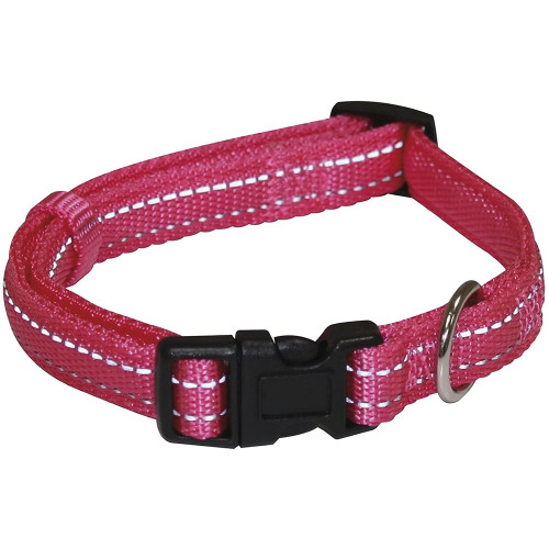 Нашийник Croci Soft Reflective для собак, світловідбиваючий, нейлон, рожевий, 35-55×2 см