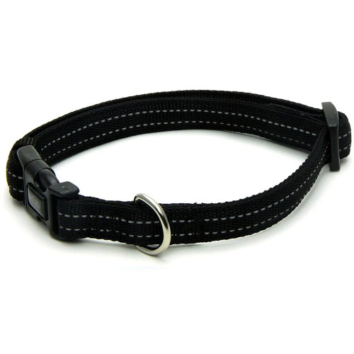Нашийник Croci Soft Reflective для собак, світловідбиваючий, нейлон, чорний, 35-55×2 см