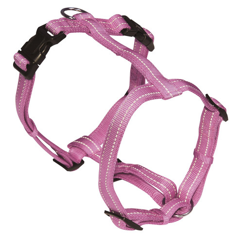 Шлея H-образна Croci Soft Reflective для собак, світловідбиваючі, нейлон, рожева, 2×50-65 см