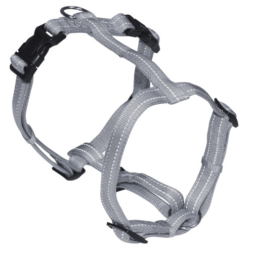 Шлея H-образна Croci Soft Reflective для собак, світловідбиваючі, нейлон, сіра, 1×25-40 см