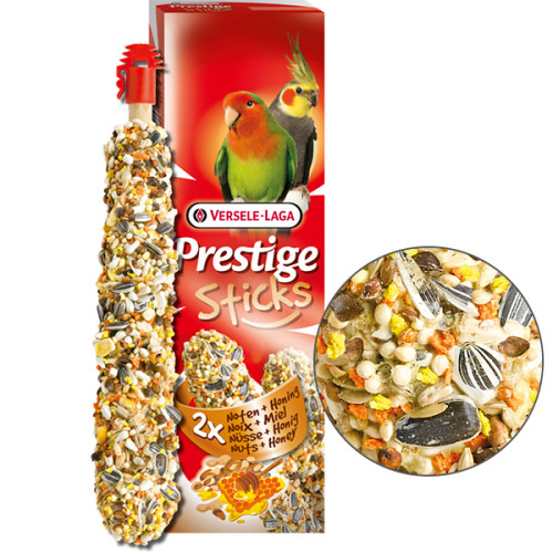 Ласощі горіхи з медом Versele-Laga Prestige Sticks Big Parakeets Nuts & Honey для середніх папуг, 140 г