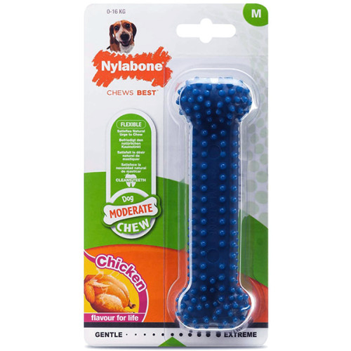 Іграшка кістка жувальна Nylabone Moderate Chew Dental Bone M, для собак до 16 кг