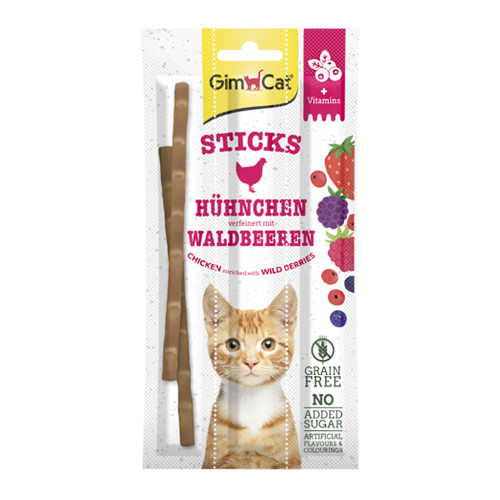 Ласощі GimCat Superfood Duo-Sticks, курка і лісові ягоди, для кішок, 3 шт