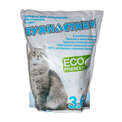 Силікагелевий наповнювач Пухнастики для котячого туалету, 3.6 л