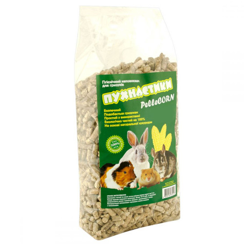 Кукурудзяний наповнювач Пухнастики Pellecorn для гризунів, пелетований, 15 кг