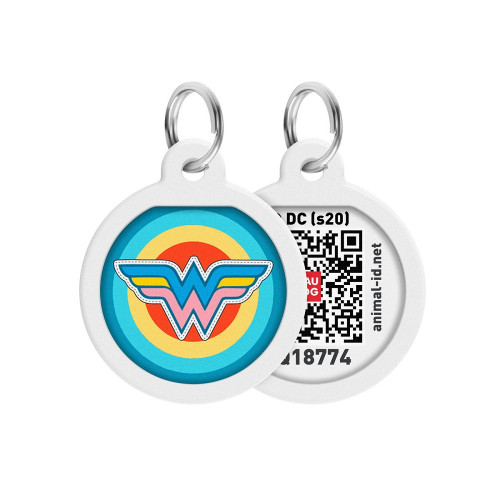 Адресник WAUDOG Smart ID з QR-паспортом, малюнок "Чудо Жінка", діаметр 25 мм