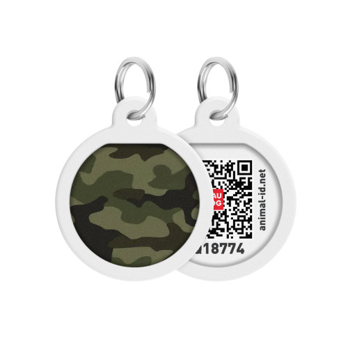 Адресник WAUDOG Smart ID з QR-паспортом, малюнок "Камо зелений", діаметр 25 мм