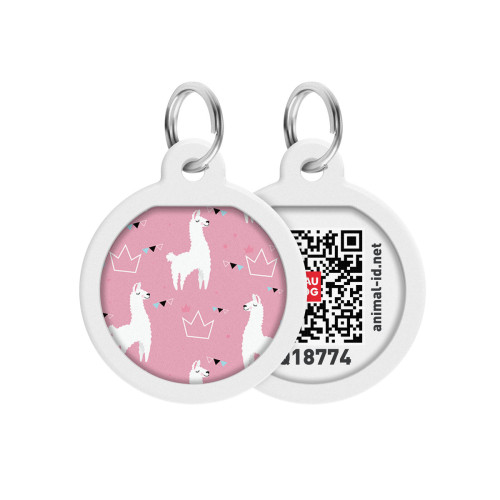 Адресник WAUDOG Smart ID з QR-паспортом, малюнок "Лами", діаметр 25 мм