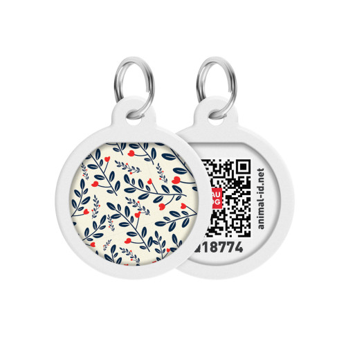 Адресник WAUDOG Smart ID з QR-паспортом, малюнок "Рослини", діаметр 25 мм