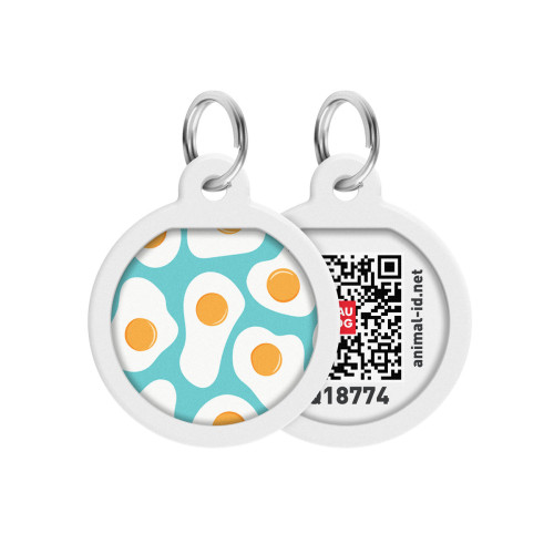 Адресник WAUDOG Smart ID з QR-паспортом, малюнок "Яєчня", діаметр 25 мм