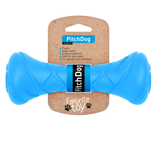 Ігрова гантель для апортировки PitchDog для собак, довжина 19 см, діаметр 7 см, блакитний