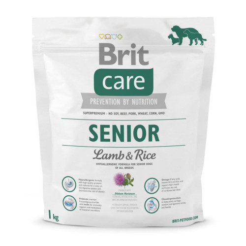 Сухий корм Brit Care Senior Lamb & Rice, для літніх собак, 1 кг