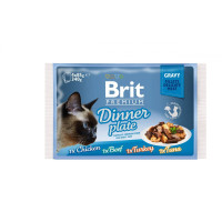 Вологий корм Brit Premium Cat набір паучей, для кішок, обідня тарілка в соусі, 4 шт, 85 г Вологий корм Brit Premium Cat набір паучей, для кішок, обідня тарілка в соусі, 4 шт, 85 г