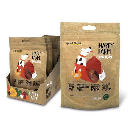 Ласощі м'ясне Croci Happy Farm, для собак, картопля з куркою, 80 г, 12 пач / уп, ціна за 1 пачку