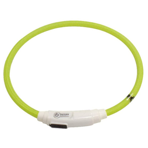 Нашийник LED світиться Croci для собак, USB, нейлон, зелений, 40 см