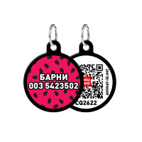 Адресник персональний WAUDOG Smart ID з QR-паспортом, з малюнком "Кавун", діаметр 25 мм, чорний Адресник персональний WAUDOG Smart ID з QR-паспортом, з малюнком "Кавун", діаметр 25 мм, чорний