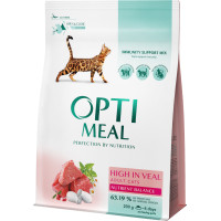 Сухий корм Optimeal для дорослих котів, з телятиною, 200+100 г