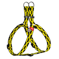 Шлея Waudog Nylon для собак, з QR паспортом, малюнок Бетмен Лого, жовтий, 20 мм, 50-80 см Шлея Waudog Nylon для собак, з QR паспортом, малюнок Бетмен Лого, жовтий, 20 мм, 50-80 см