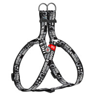 Шлея Waudog Nylon для собак, з QR паспортом, малюнок Темний лицар, сірий, 10 мм, 28-40 см