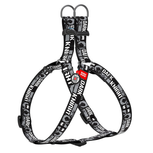 Шлея Waudog Nylon для собак, з QR паспортом, малюнок Темний лицар, сірий, 25 мм, 60-90 см